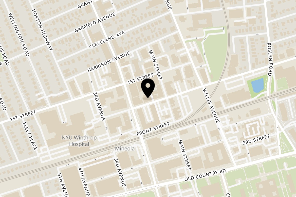 Map showing the location of Tony’s Panini Grill Mineola on 188 2nd St in Mineola